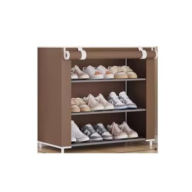 Imagem de Armário de sapatos simples porta porta casa à prova de poeira caixa de aluguel com armário de sapatos dormitório multicamadas grande capacidade sapateira organizador de armazenamento (marrom)