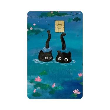 Imagem de Adesivo De Filme PVC De Gato Preto Para Cartão De Débito E Crédito Com