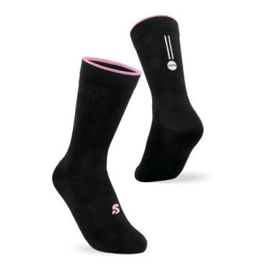 Imagem de Meia Selene Cicilista Cano Longo Sinalizador Refletivo Feminina, Preto