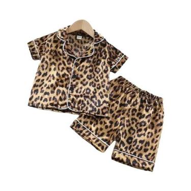 Imagem de Conjunto De Pijama Infantil Para Meninos E Meninas Com Estampa De Leop