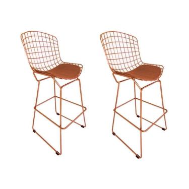 Imagem de Kit 2 Banquetas Bertoia Cobre D60 Com Assento Cobre