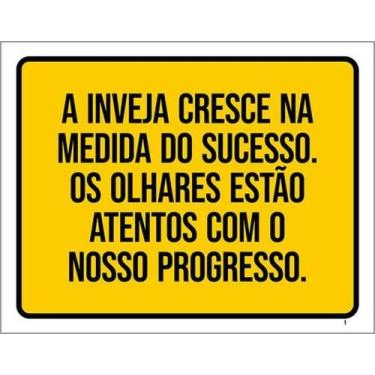 Imagem de Kit 5 Placas Inveja Cresce Medida Sucesso Olhares Atentos - Sinalizo