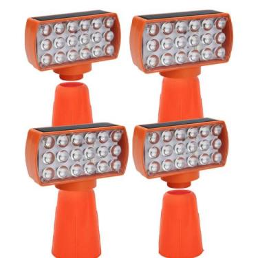 Imagem de Sinalizador Solar Viario Kit 4 Duas Cores Cone Alerta Noturna Obra Rod