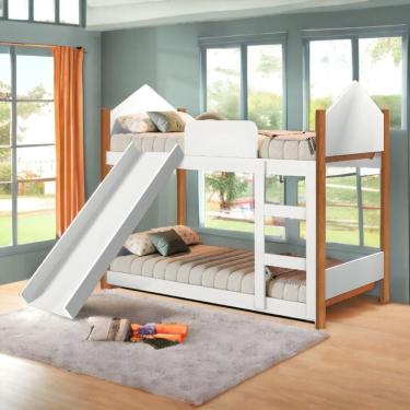 Imagem de Beliche Magia Branca E Nature Com Escorregador Gabrielli