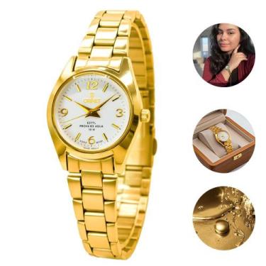 Imagem de Relógio Feminino Orinet Original Resistente á agua Delicado, Dourado/D