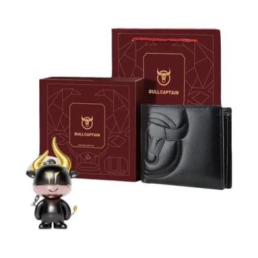 Imagem de Carteira Masculina RFID BULLCAPTAIN Em Couro Genuíno Com Grande Logoti
