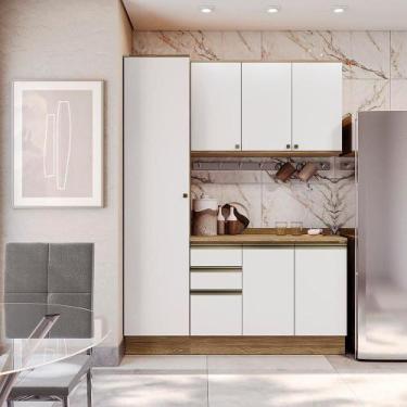 Imagem de Armário De Cozinha Compacta 100% Mdf 170cm Nogueira/branco Celeste Kap