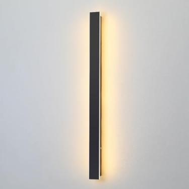 Imagem de Arandela de parede LED Candeeiro de parede linear preto fosco Luz de parede de fundo Arandelas decorativas de parede Luz de montagem em parede com luminárias acrílicas internas/externas pa
