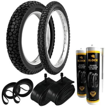 Imagem de Par Pneu Honda Cg 150 Ybr 90/90-18 + 275-18 Wh21 Rinaldi + Camaras + C