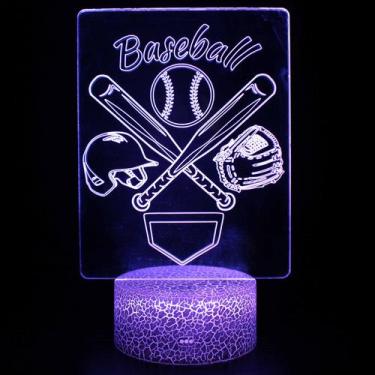 Imagem de Luz noturna LED 3D que muda de cor de beisebol para crianças - Yiweisa