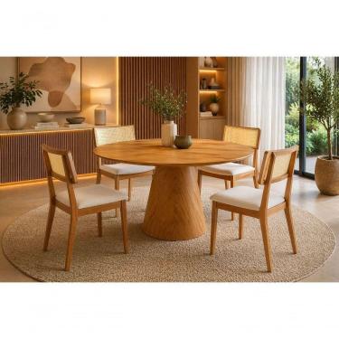 Imagem de Sala De Jantar Redonda 4 Cadeiras Maciça Toscana- Imperial
