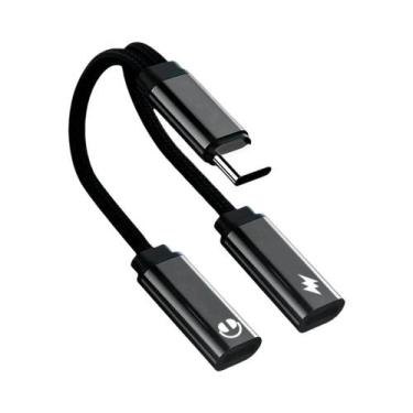 Imagem de Cabo De Áudio Com Conector Duplo Tipo-C 2 Em 1 Adaptador OTG De Carreg