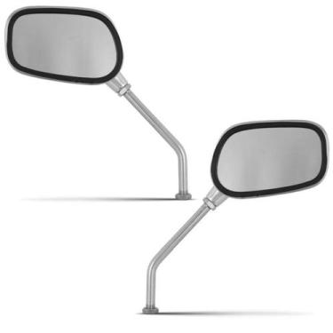 Imagem de Espelho Retrovisor Cromo Forte Esportivo Oval Yamaha Par, CROMADO, PAR