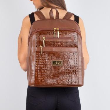 Imagem de Mochila grande feminina de couro croco Montanna-Feminino