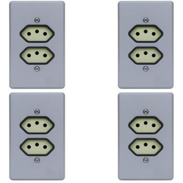 Imagem de Kit 4 Tomada Dupla 250V Com Placa 10A Pial Legrand 54345