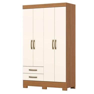 Imagem de Guarda Roupa Lima 04 Portas E 02 Gavetas Com Pés Be12 Cinamomo Off White - Henn - Briz