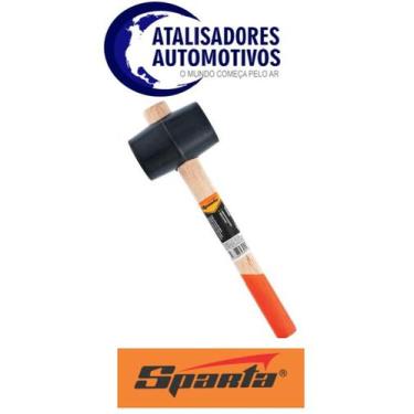 Imagem de MARTELO DE BORRACHA PRETA COM CABO EM MADEIRA (340g)- SPARTA
