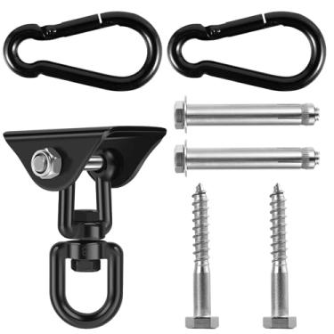 Imagem de Kit de suspensão ajustável para cadeira de rede de carga pesada Kit de montagem giratória para cadeiras de cesta penduradas ZJMCAJY (preto)