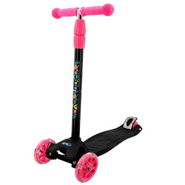 Imagem de Patinete Infantil Speedcolors Rosa e Preto 2 Rodas Ajustável Até 50kg para Crianças 3 Anos Well Kids