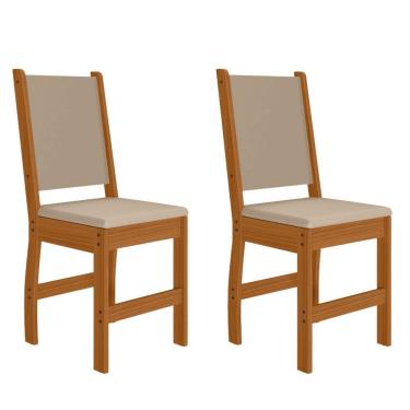 Imagem de Kit 2 Cadeiras para Sala de Jantar Clara Estofadas Encosto Anatômico Courvin Bege Mobigu