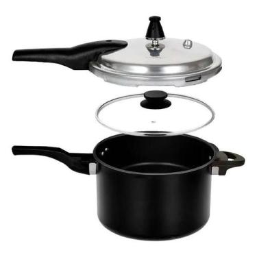 Imagem de Panela de Pressão Com Indução Brinox Pressure 4,2 L preto Granito Com 