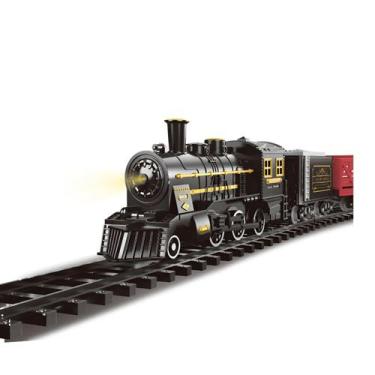 Imagem de Trem Locomotiva Elétrico Infantil Real Train com Luz Som e Fumaça 12 T