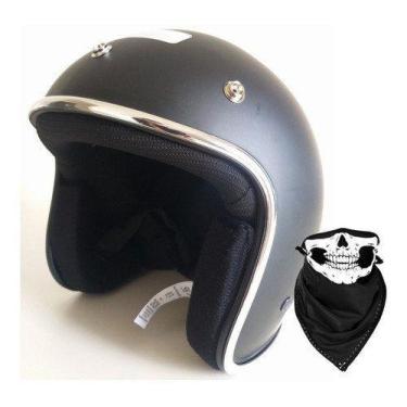Imagem de Capacete Pro Tork Compact + Bandana Skull Riders, Preto, 56