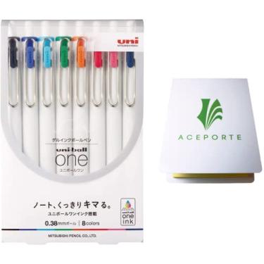 Imagem de Uni-ball One 0,38 mm - pode ser escrito claramente caneta de gel, 8 cores, conjunto de notas adesivas