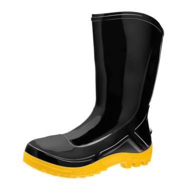 Imagem de Bota PVC Vulcaflex Preta Solado Amarelo Cano Médio 27cm com Forro 42