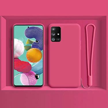 Imagem de Capa de celular de silicone líquido original para samsung s22 s21 s20 fe s10 nota 20 ultra a53 ​​a73 a52 a51 a72 a32 capa de alça de pulso, vermelho camélia, para s21 ultra