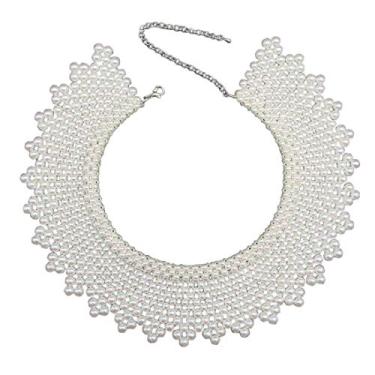 Imagem de Colar falso, pérola, falso, colarinho, colarinho, chocker, colarinho, pérola, branco/marfim