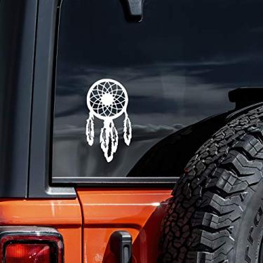 Imagem de Adesivo de decalque para janela de carro ou caminhão ou laptop Dreamcatcher Western -- branco 15,24 cm x 8,89 cm