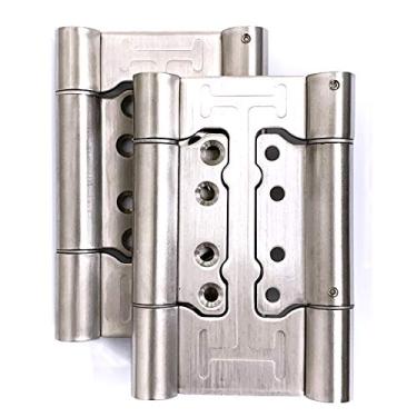 Imagem de Par de dobradiças de mola de aço inoxidável de 12,7 cm, sem encaixe, fechamento automático, dupla ação, dobradiça para porta de café e salão
