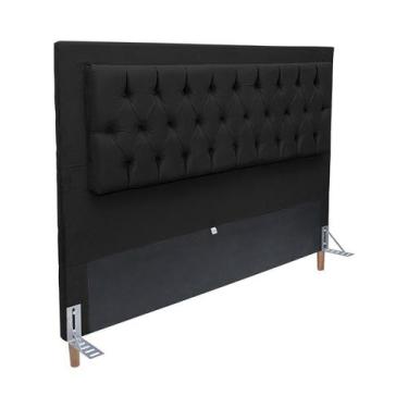 Imagem de Cabeceira Cama Box Queen 160cm Paris Capitonê Suede Preto - Sheep Esto