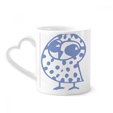 Imagem de Caneca de animal de estimação com desenho animado sorrindo inclinação pássaro proteger animal caneca de café cerâmica copo de coração de vidro