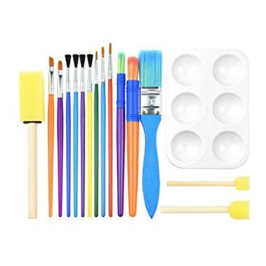 Imagem de LUGU 16 PCS Pincéis pa crianças Pincéis pa pintu laváveis Conjunto de escova de pintu pa crianças pequenas DIY Brinquedos de aprendizagem com os dedos Esponjas Materiais de arte Presentes pa