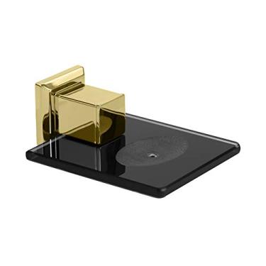 Imagem de Saboneteira em aço inox dourado com vidro preto GO5020 Linha Gold Ducon Metais