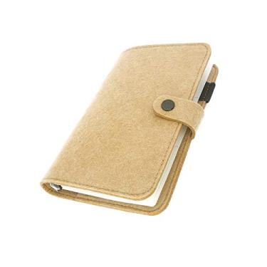 Imagem de A6 / A5 Capa de feltro de 6 furos redondo com vista de anel Pasta de arquivo para protetores de folha solta (Yellow 42, A6 combo)