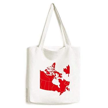 Imagem de Bolsa de lona com símbolo de folha de bordo vermelho do Canadá, sacola de compras, bolsa casual