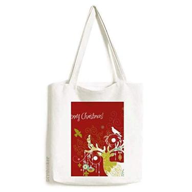 Imagem de Merry Chistmas Deer Art Deco Gift Fashion Tote Canvas Bag Shopping Satchel Casual Bolsa