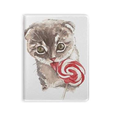 Imagem de Little Cat Lollipop Caderno em aquarela Animal Goma Diário Capa Macia