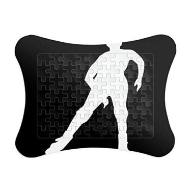 Imagem de Esqui de inverno com contorno preto, moldura de enigma, decoração de quadros, ornamento de jogo de quebra-cabeça