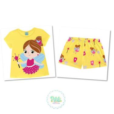 Imagem de Pijama Menina Kyly Camiseta E Shorts Em Algodão Brilha No Escuro Amare
