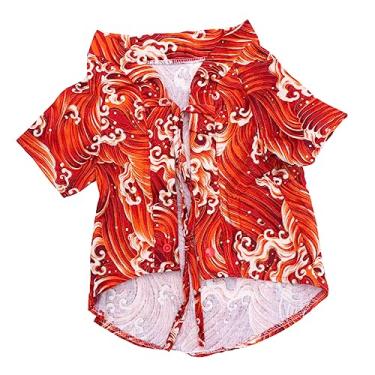 Imagem de FOMIYES roupas de verão roupas estampadas de gato camiseta de cachorro tops para cães colete gato vestidos roupas para animais de estimação roupas de cachorro Marca da maré quimono camisa