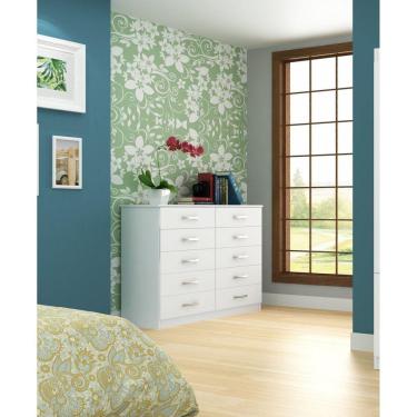 Imagem de Cômoda Infantil 10 Gavetas Austin Evidência Móveis Branco