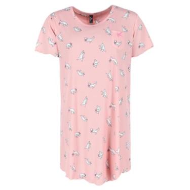 Imagem de PJ Couture Camisa de dormir feminina Coral Kitties, rosa, P