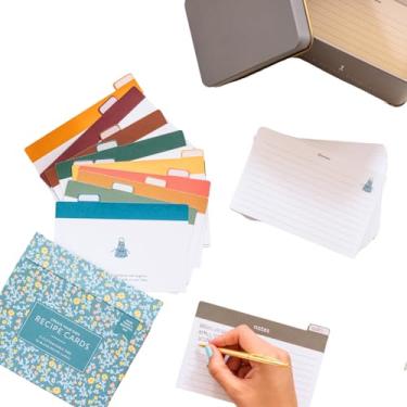 Imagem de Conjunto de cartões de receitas em branco PPP | Pacote com 50 cartões com design de avental | Cartões de receita de 10 x 15 cm | Cartões fáceis de escrever para receitas familiares e planejamento de