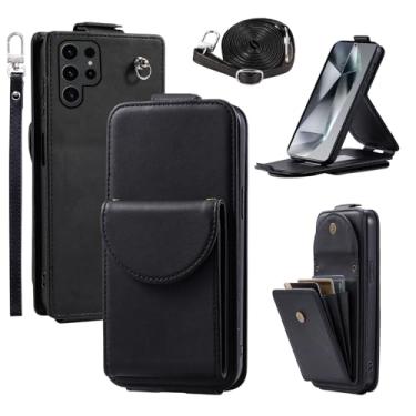 Imagem de Dibosom Capa carteira para Samsung Galaxy S24 Ultra 5G com vários compartimentos para cartões, bolsa de órgão, fivela de anel, alça de ombro, suporte de cartão, capa de telefone para S24Ultra 24S S 24