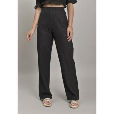 Imagem de Calça Pantalona Laise na Cor Preto Dialogo Jeans-Feminino