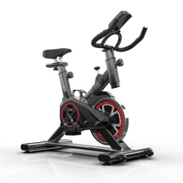 Imagem de Bicicleta Ergométrica Fitness Spinning Com Ajuste De Altura Regulagem Guidão E Celeta Monitor LCD Suporta Até 100Kg Cor Preto Com Vermelho LINHA ACADEMIA PREMIUM